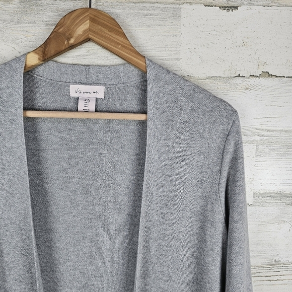 If It Were Me Cotton Cardigan Large Gray Coatigan Lingline Duster Quiet Luxury - Picture 7 of 13